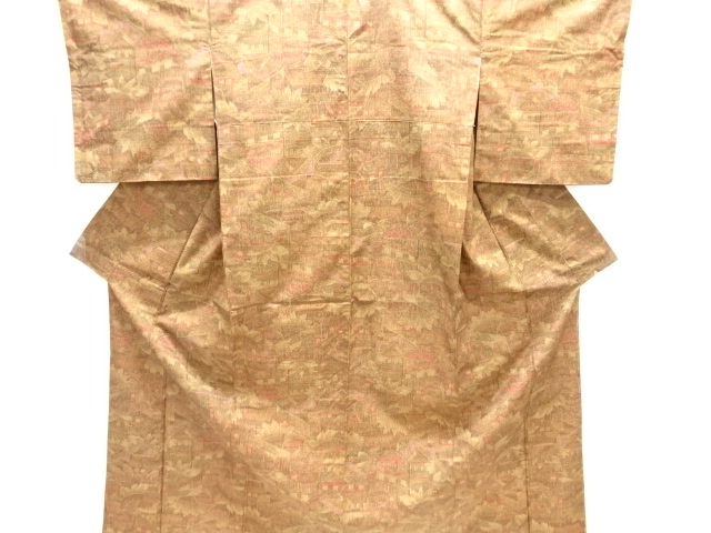 家屋に垣根模様織り出し西陣お召着物